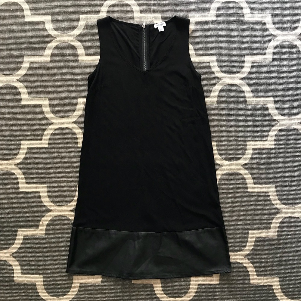 Splendid Black Dress with Leather Block Hem - Picture 1 of 6